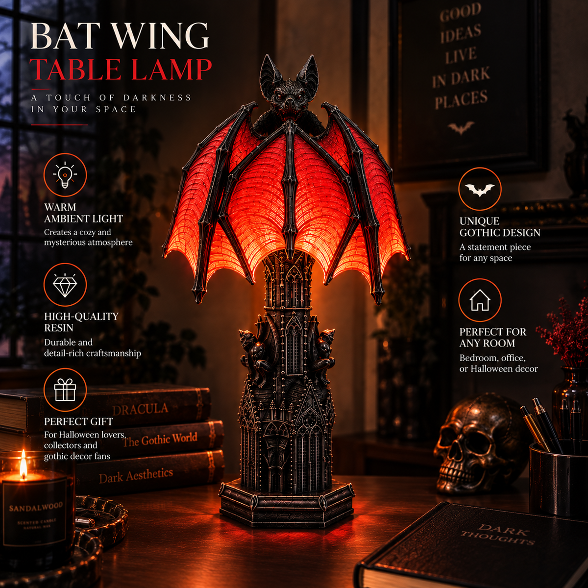 Bat Halloween Lamp By Adery