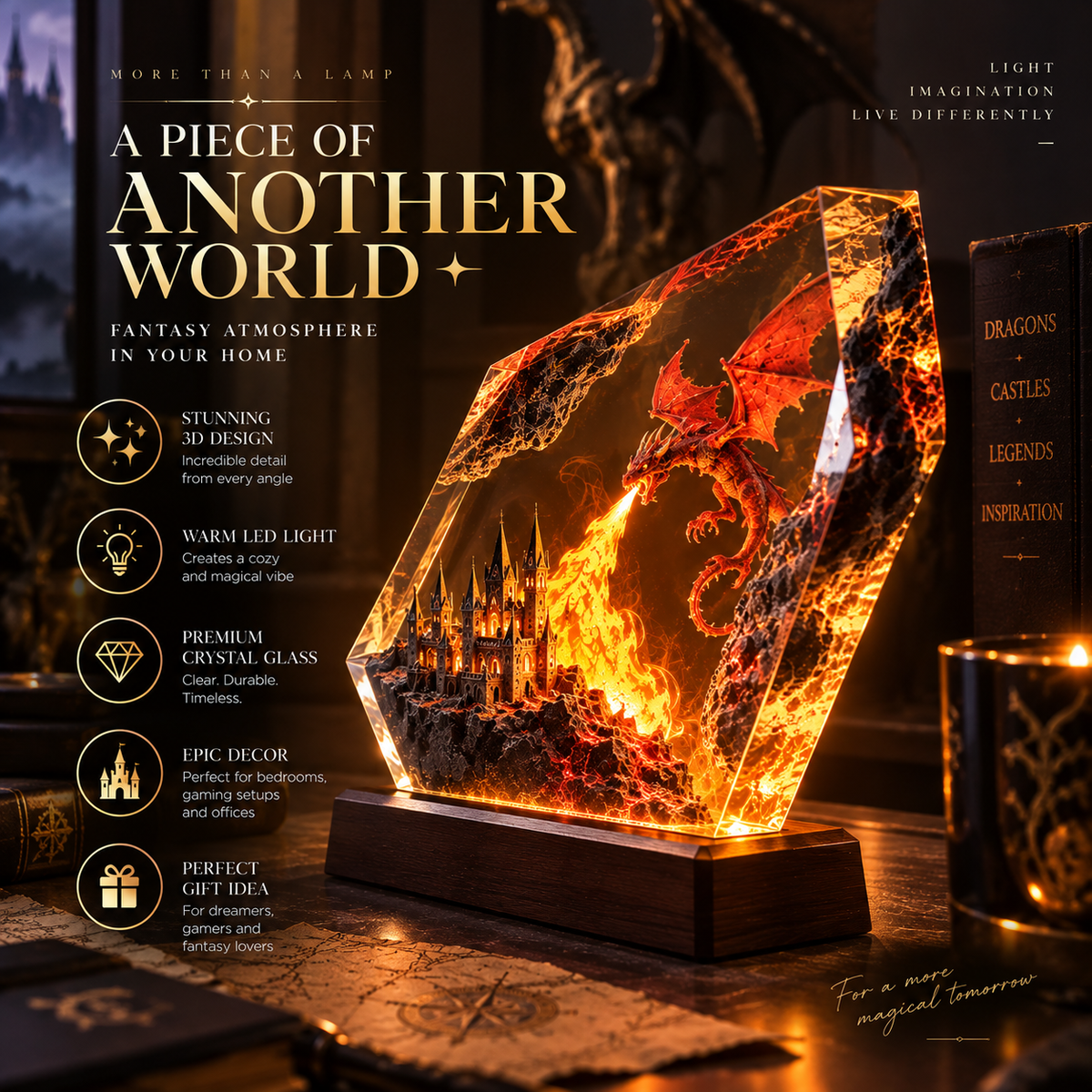 Fire Dragon Halloween Lamp By Adery