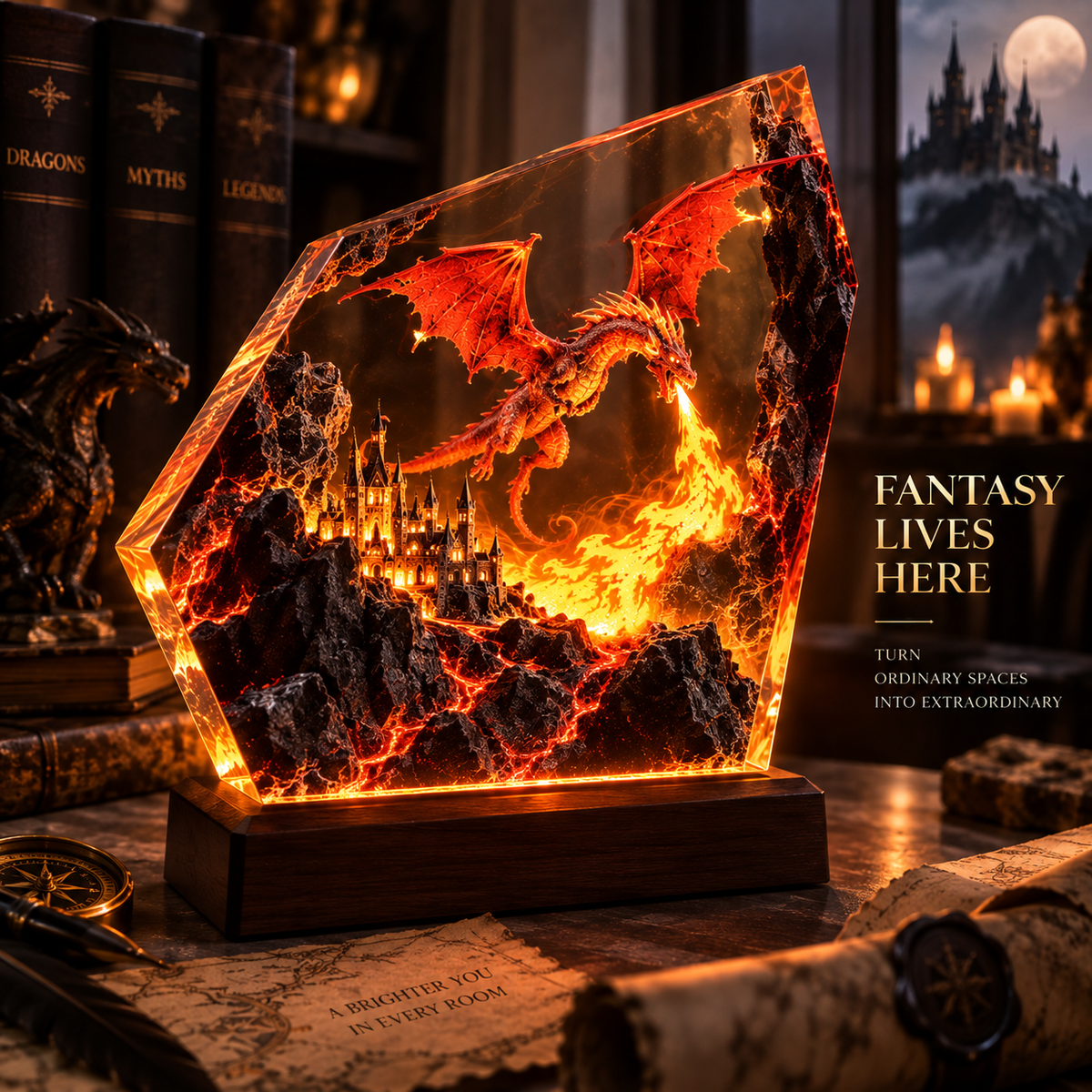 Fire Dragon Halloween Lamp By Adery